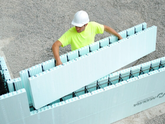 Nudura ICF block installation by ICF installer